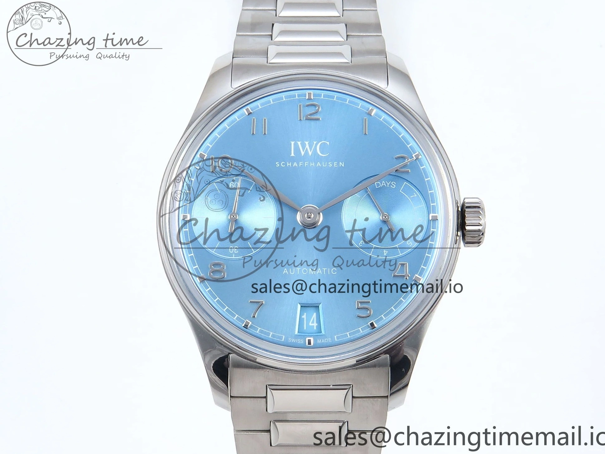 MIROTIME 0506 FashionForward Portugieser Auto IWC0562D APSF 1:1 Best Edition Light Blue Dial on SS Bracelet A 6994